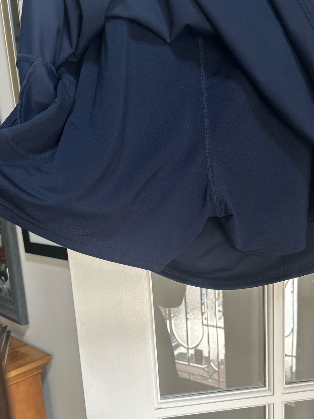 Navy Blue Athletic Culotte Stretchy Skirt with Built In Shorties - Picture 4 of 8